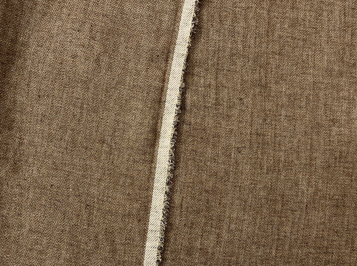 Classic Brown Herringbone Linen Blend Fabric | Soft Touch & Good Drape | 54" 8339