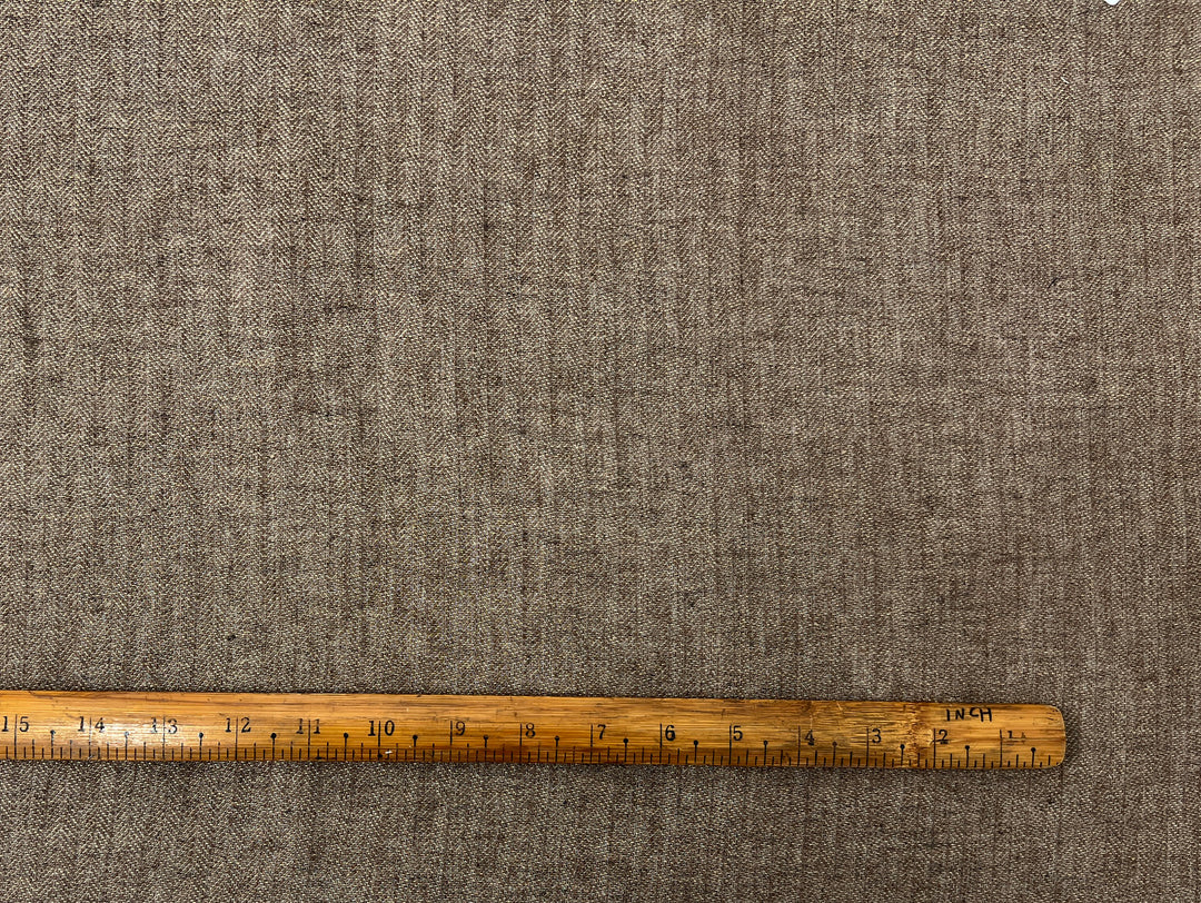 Classic Brown Herringbone Linen Blend Fabric | Soft Touch & Good Drape | 54" 8339
