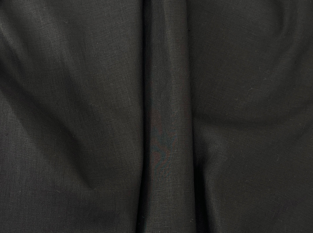 Solid Black 100% Pure Linen Fabric | Medium-Heavy Weight | 37"  5977