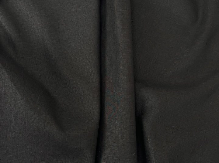Solid Black 100% Pure Linen Fabric | Medium-Heavy Weight | 37"  5977