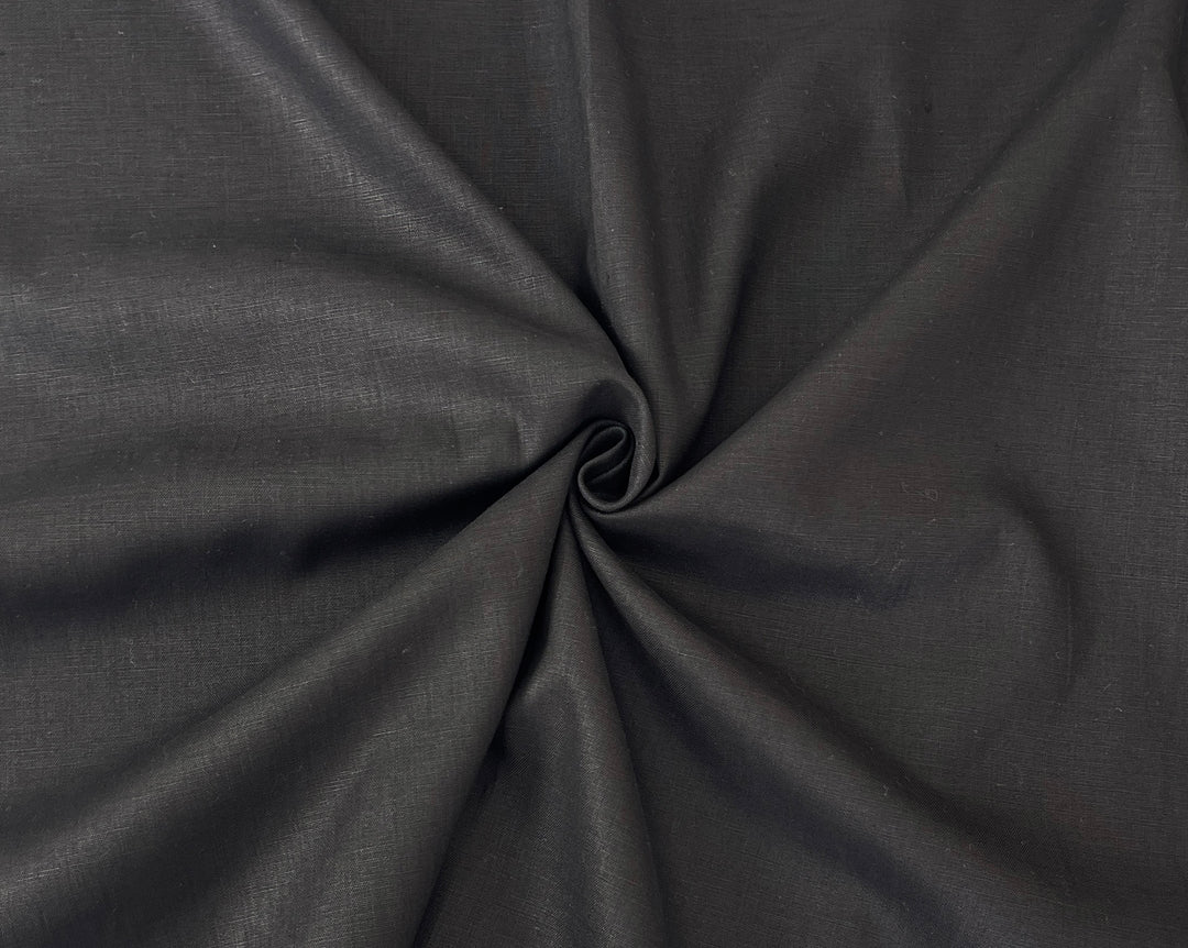 Solid Black 100% Pure Linen Fabric | Medium-Heavy Weight | 37"  5977