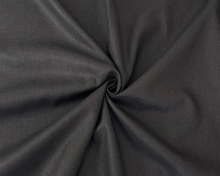 Solid Black 100% Pure Linen Fabric | Medium-Heavy Weight | 37"  5977