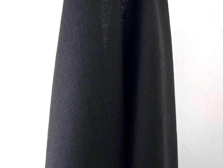 Solid Black 100% Pure Linen Fabric | Medium-Heavy Weight | 37"  5977