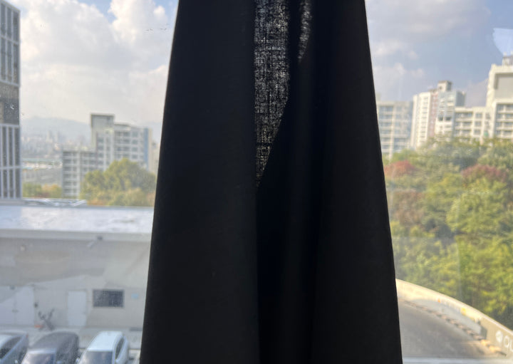 Solid Black 100% Pure Linen Fabric | Medium-Heavy Weight | 37"  5977