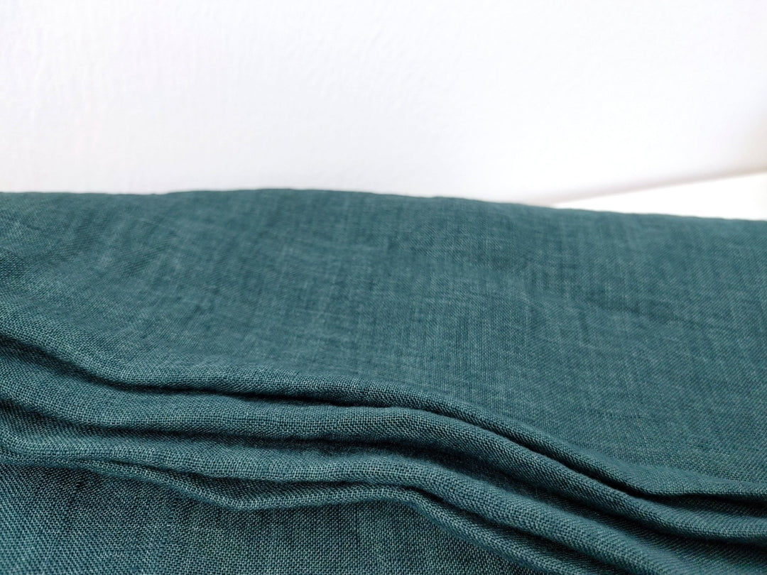 100% Linen Crispy Fabric 21s Vintage Chambray New Colorways for 2024 - The Linen Lab - Green(blueish)