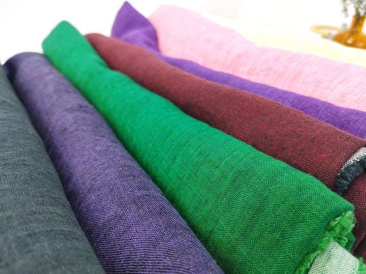 100% Linen Crispy Fabric 21s Vintage Chambray New Colorways for 2024 - The Linen Lab - Pink