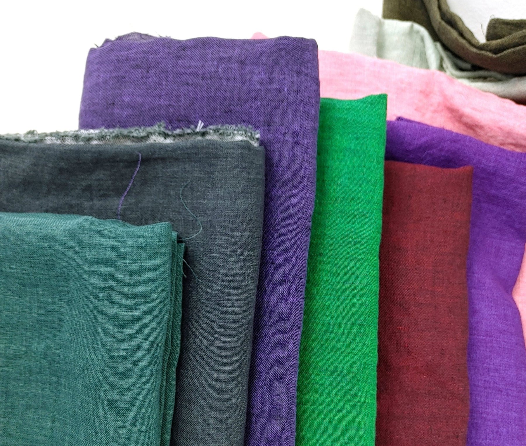 100% Linen Soft&Crisp Fabric 21s Vintage Chambray Purple(dark) 7707 ...