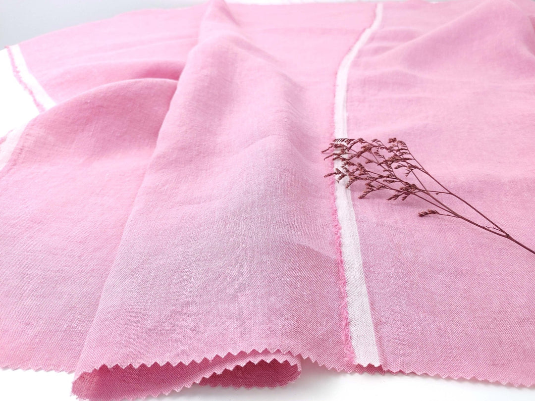 100% Linen Crispy Fabric 21s Vintage Chambray New Colorways for 2024 - The Linen Lab - Pink(Dark)