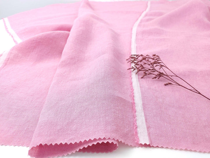100% Linen Crispy Fabric 21s Vintage Chambray New Colorways for 2024 - The Linen Lab - Pink(Dark)