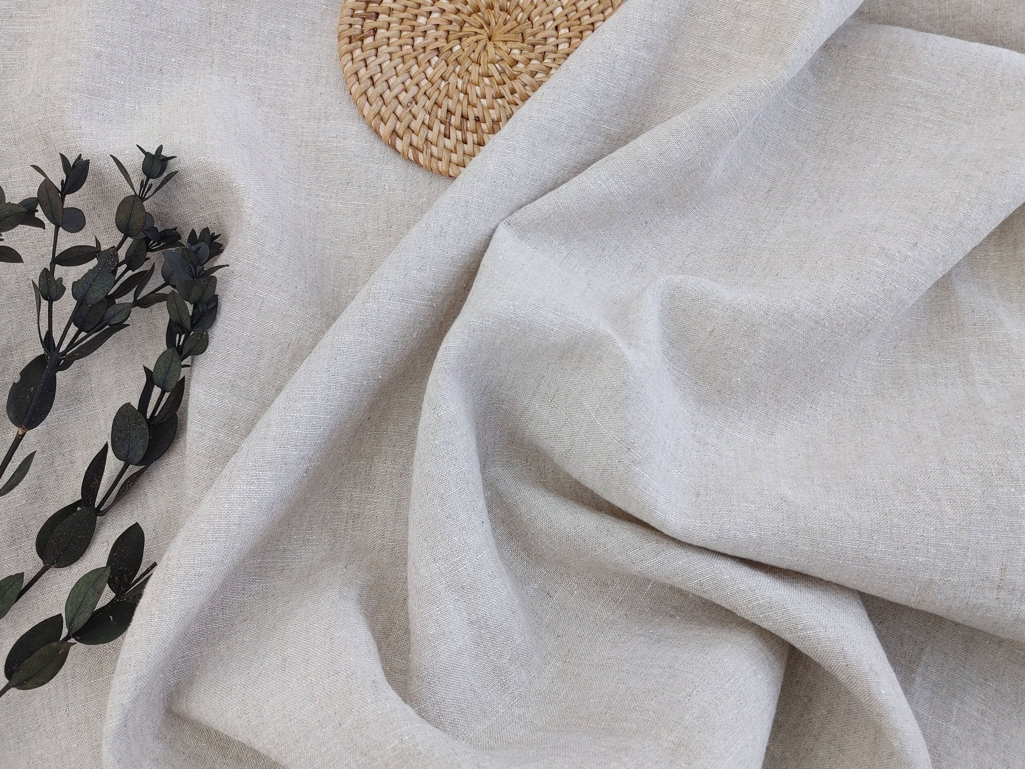 Vintage Dyed Medium Weight Linen Ramie Cotton Fabric with Plain
