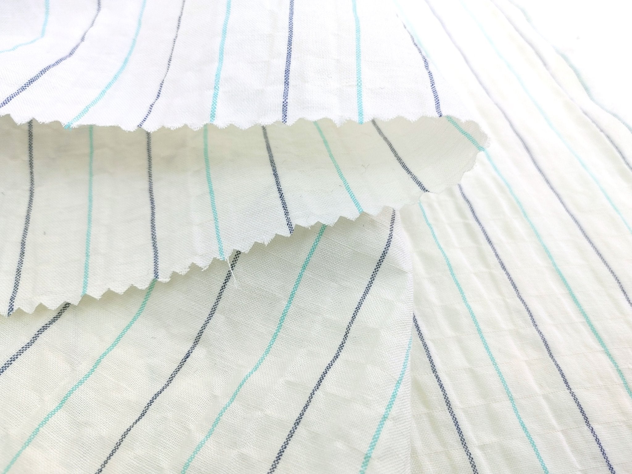 Wrinkled Charm Linen Blend with Striped Elegance Fabric | The Linen Lab